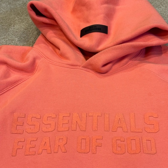SOLD - ESSENTIALS Fear of God Hoodie - Coral - Picture 2 of 5